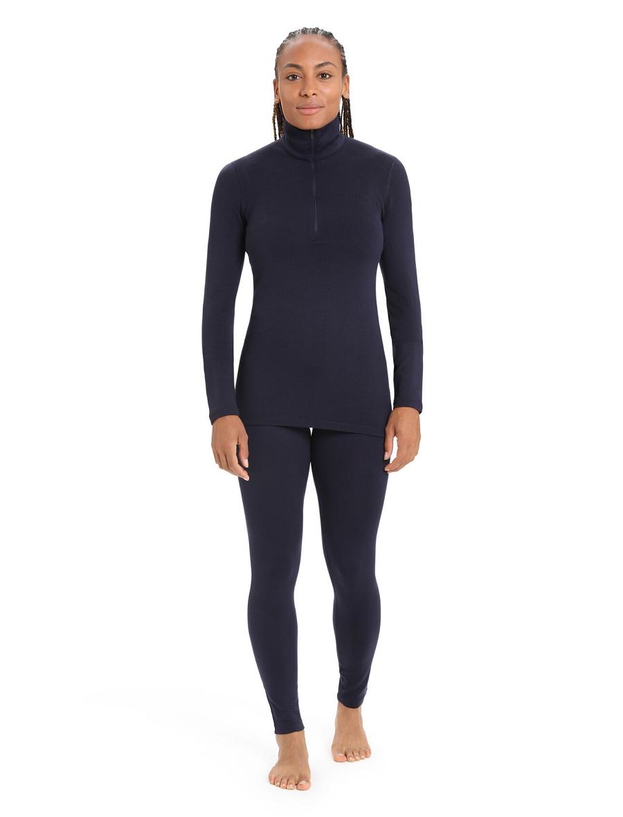 Midnight Navy Icebreaker Merino 260 Tech Long Sleeve Half Zip Thermal Top Women's Base Layers | AU 1914DFMN